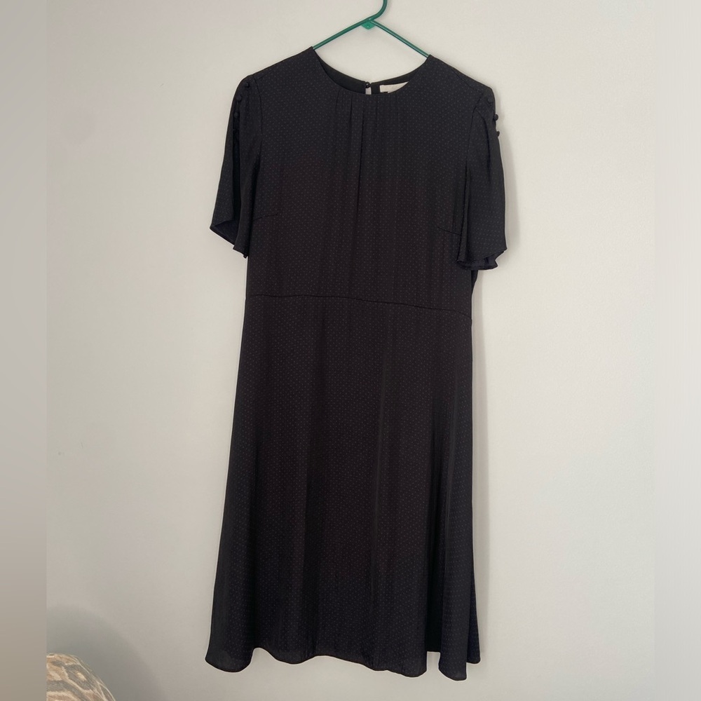 H&M size 12 Aline midi black print dress short sleeve modest elegant classy